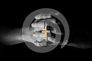 Man Praying to God with a Bible in the Morning Devotion photo