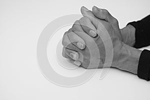 man praying to god with black grey background with people stock image stock photo