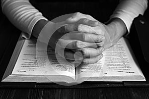 Man Praying to God with His Bible, Prayer with Reading the Bible