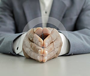 man praying to God worshipping with hands together Caribbean man praying with people stock image stock photo