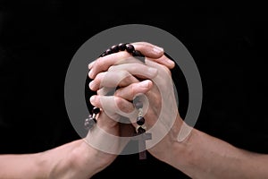 man praying to God worshipping with hands together with people stock image stock photo