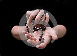 man praying to God worshipping with hands together with people stock image stock photo