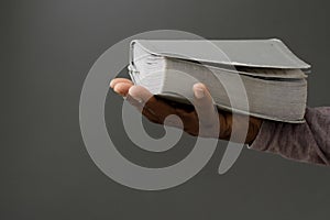 man praying to God worshipping with hands together with people stock image stock photo