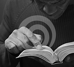 man praying to God worshipping with hands together with people stock image stock photo