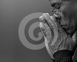 man praying to God worshipping with people stock image stock photo