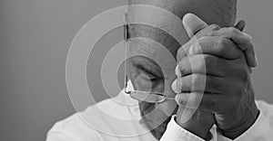 man praying to God worshipping with people stock image stock photo