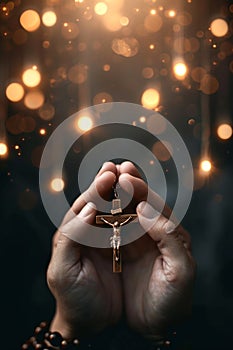 a man prays with a cross in his hands