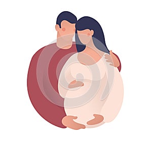 A man and a pregnant woman. The husband and wife are expecting a baby. Concept illustration of motherhood, pregnancy