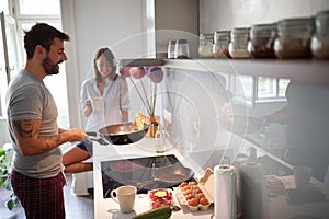 Man Prepare breakfast in the morning