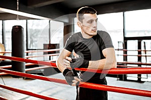 Man preparing for the boxing training