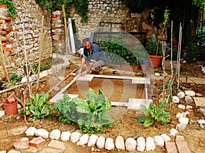 Man Preparing Land Garden Shed