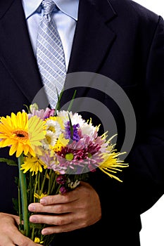 Man presenting flowers