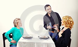 Man presenting the gift to woman