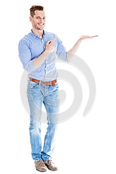 Man presenting something imaginary