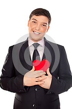 Man presents heart in Valentine day