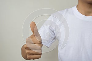 A man pressing an imaginary button