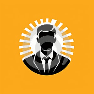Minimalist Entrepreneur Icon With Sunrays Shine photo