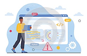 Man programming software vector concept