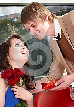 Man propose marriage to beautiful girl.