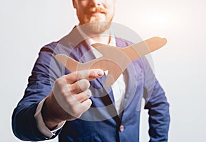 Man proposing signing a life insurance policy.