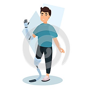 Man with prosthesis flat icon. Colored vector element from disabled collection. Creative Man with prosthesis icon for