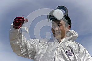 Man in protective clothing