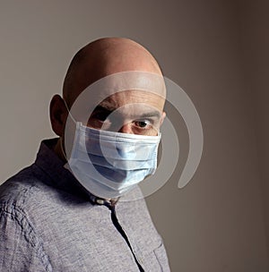 Man in protective FFP 1 face mask