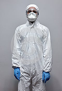Man in protective gear against virus