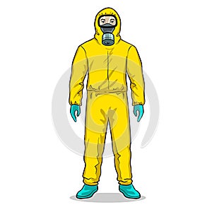 Man in protective hazard suit pop art vector