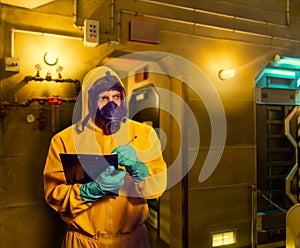 Man in protective suit