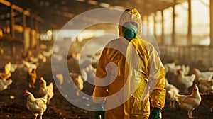 The Biosecurity Worker in Farm. AI generated