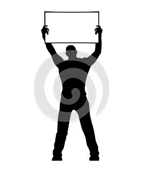 Man with protesting placard