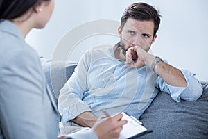 Man on psychotherapy photo