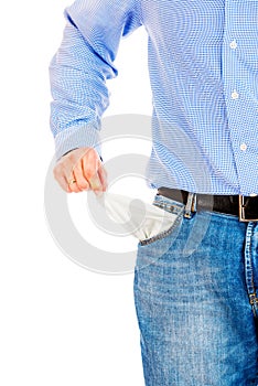 Man pulling out empty pockets