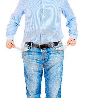 Man pulling out empty pockets