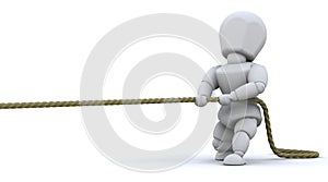 Man pulling on rope