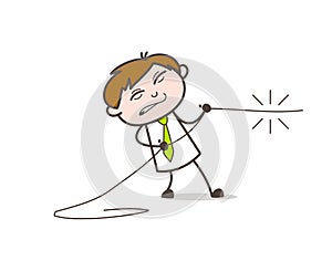 A Man Pulling a Rope with Full of Force Vector Concept