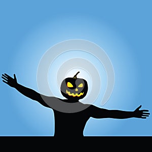 Man with pumpkin head vector silhouette