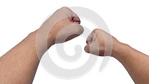 Man punching, hand fist body part, cut out isolated