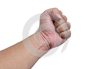 Man punching, hand fist body part, cut out isolated