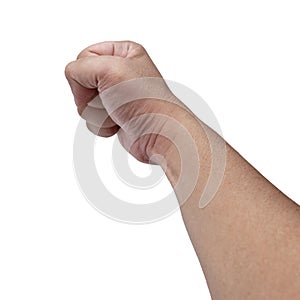 Man punching, hand fist body part, cut out isolated