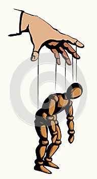 Man is a puppet. Vector drawing