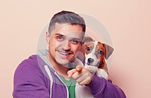 Man with puppy