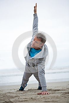 Man push-up on beach