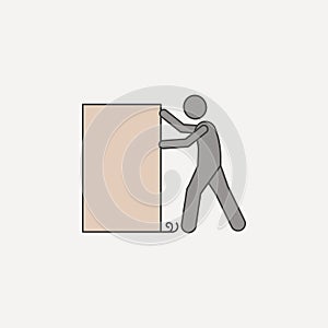 man pushes box 2 colored line icon. Simple colored element illustration. man pushes box outline symbol design from carrying and pi