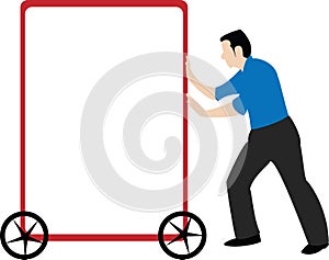 Man pushing empty frame