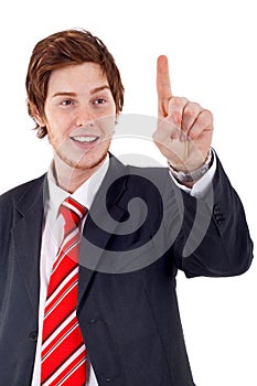 Man pushing an imaginary button