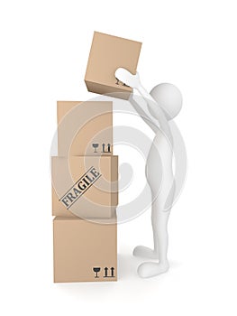 Man putting cardboard box