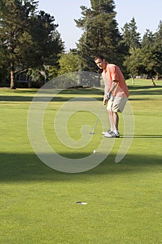 Man Putting on Golf Course