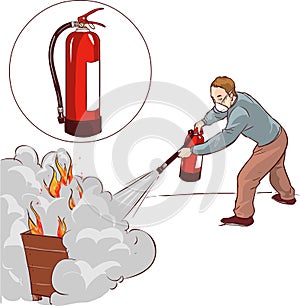 Man putting out a fire